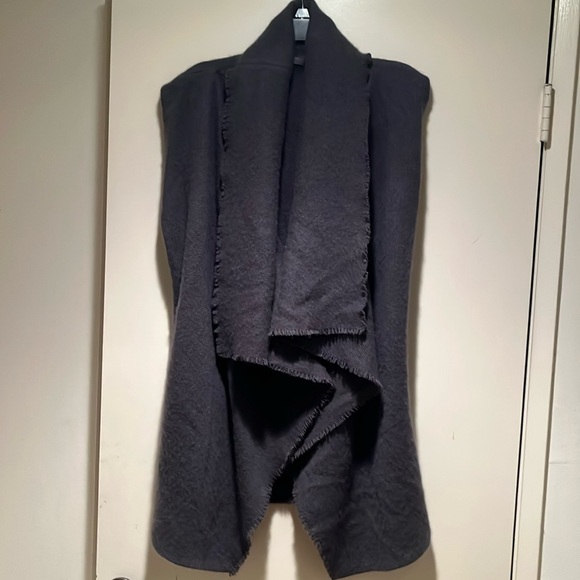 Denis Colomb Sleeveless Sweater Waterfall Front Size Medium Cashmere Gray - Picture 1 of 9